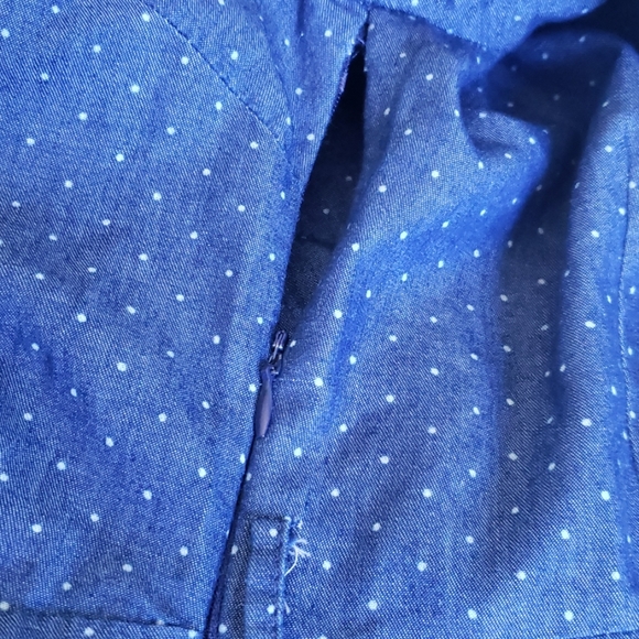 Vintage-Style Denim Dot 3/4-Sleeve Dress - Picture 4 of 8